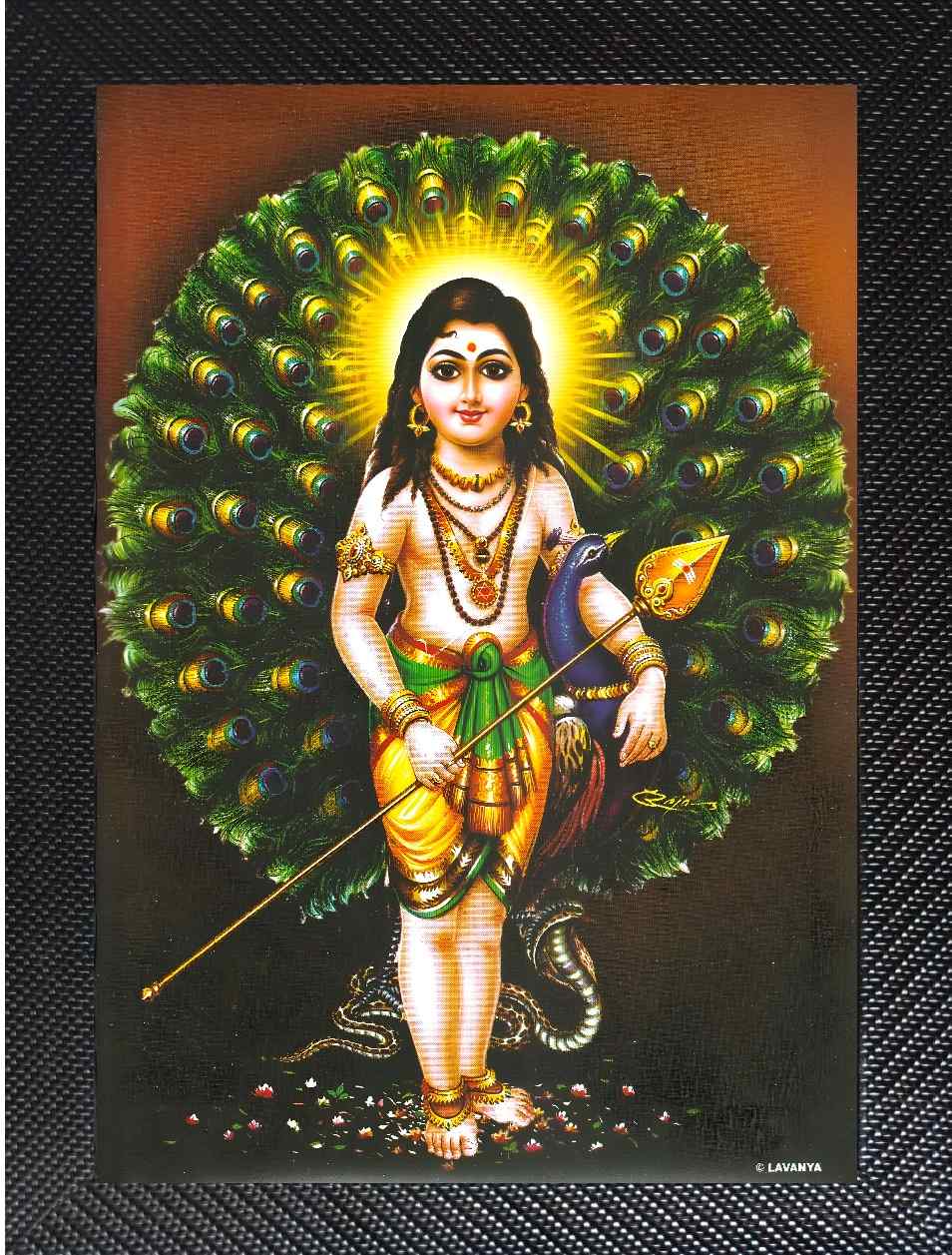 Arulmigu Dhandayuthapaniswamy Murugan With Nemili Feather Mayil Vaahana Subramanya Swamy Karthikeyan Swamy Photo Frame 